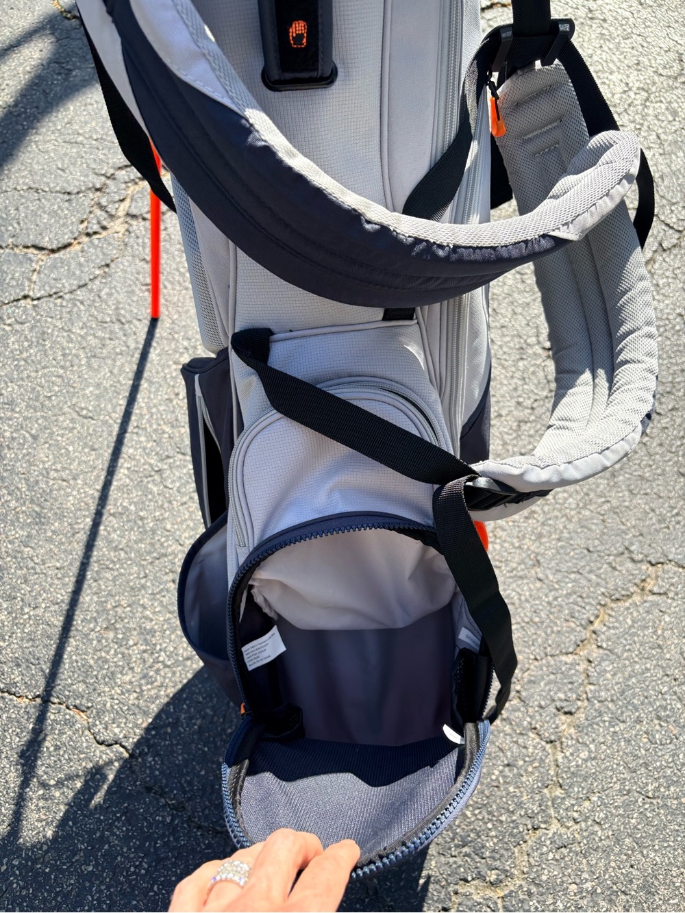 TaylorMade Navy, Light Gray and Orange Stand Golf Bag - Picture 4 of 4